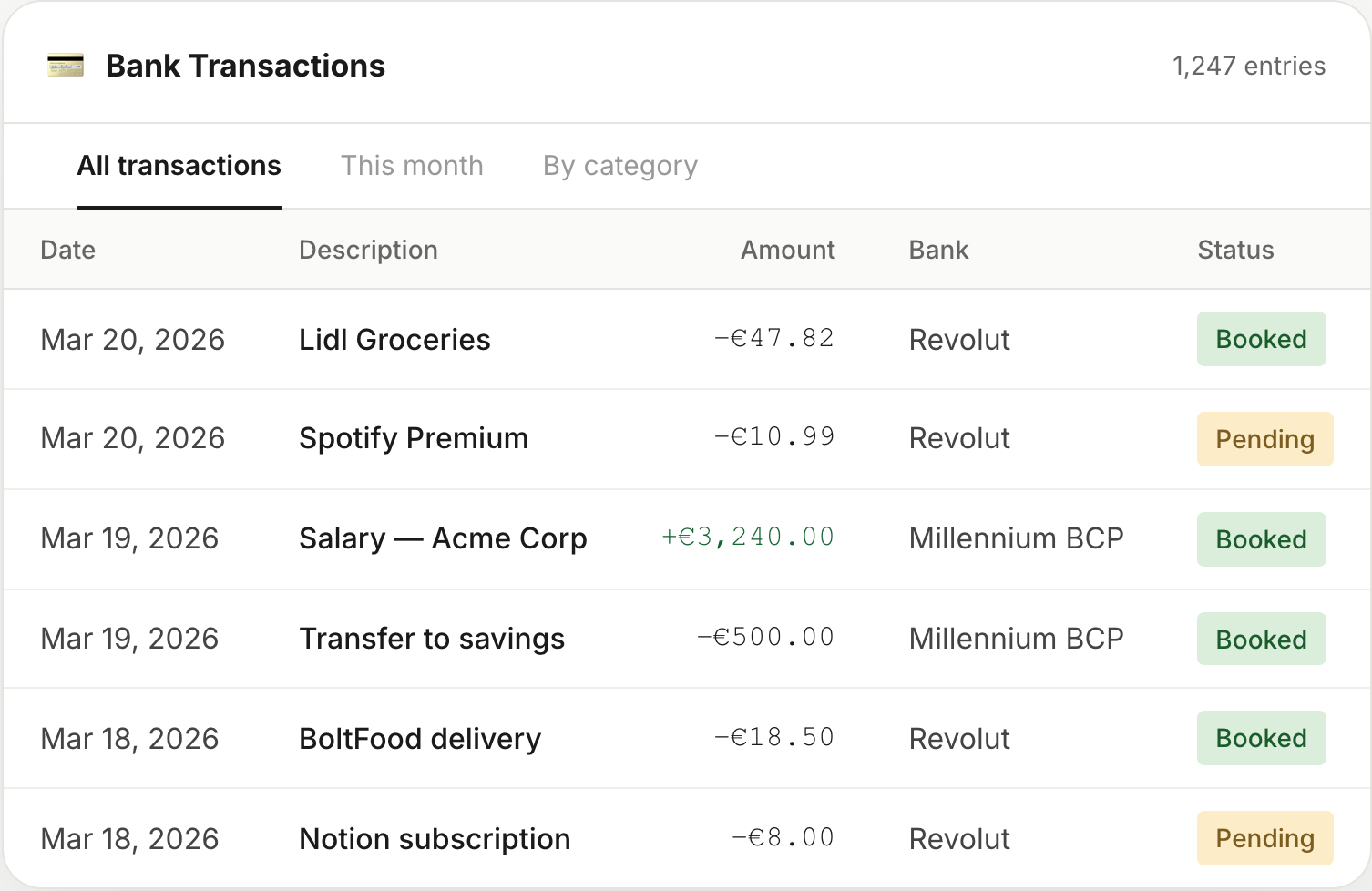 Klartion product interface